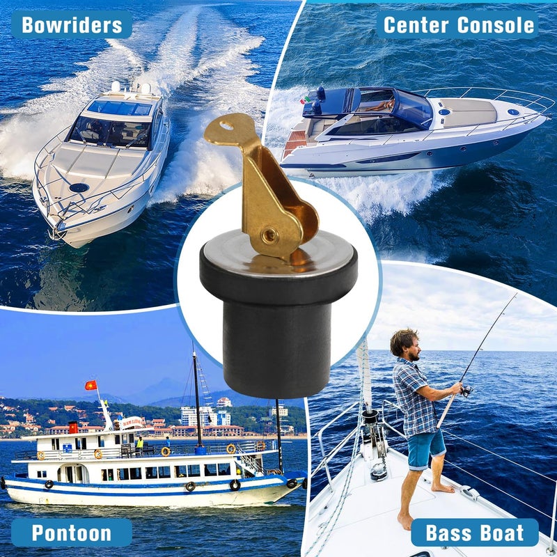 Ciweisah 4 Pack Brass Boat Plug Drain Plug Boat Snap Handle Plug Deck Plug for Boat Marine - Image 5